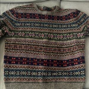 Vintage Fair Isle Wool Polo by Ralph Lauren Colorful Patterned Crewneck Sweater.